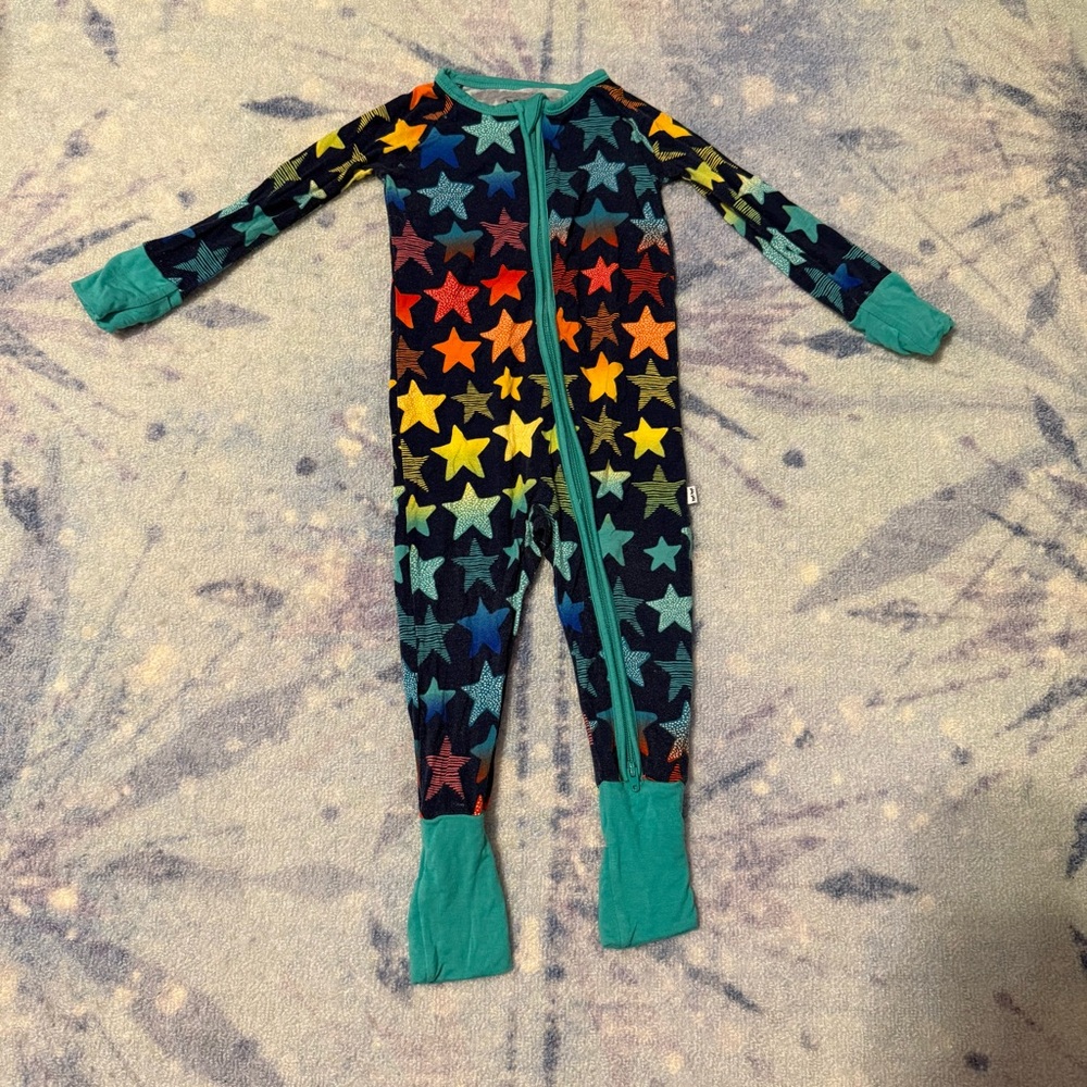 Little Sleepies Shades Of Stars Rainbow Zippy Pajamas LS Bamboo 6-12M